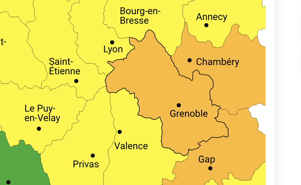 L’Isère en vigilance orange aux orages, pluie inondations à partir de ce soir jeudi à minuit