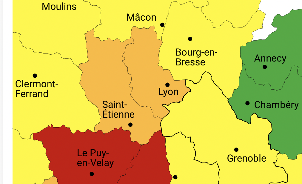 RN 7 coupée, Saint-Clair du Rhône, Luzinay, Reventin-Vaugris, etc : le Nord-Isère en vigilance jaune, touché par des inondations