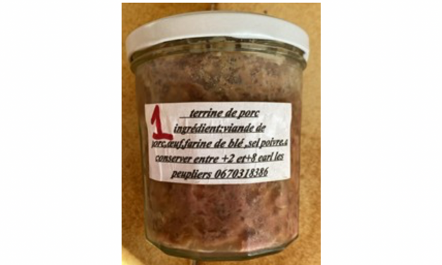 Un cas avéré de botulisme : retrait et rappel de conserves fermières de terrine de porc produites dans le Nord-Isère.